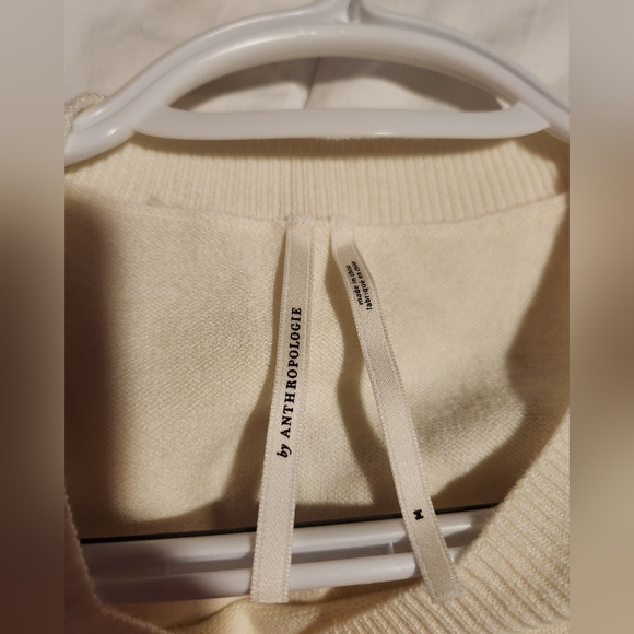 Anthropologie Pleated Twofer Sweater Midi Dress, Cream/Champagne, Size US M - Picture 7 of 11